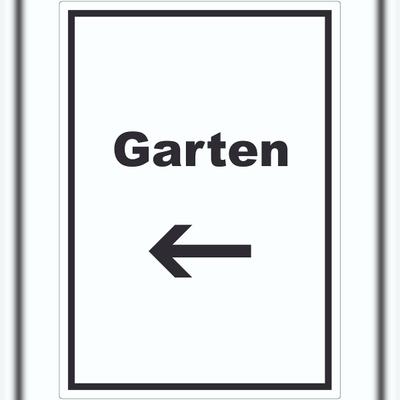 HB-Druck Garten Aufkleber mit Text und Richtungspfeil links Blumen Rasen hochkant A0 (841x1189mm)