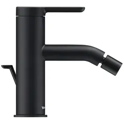 Duravit C.1 Einhebel- Bidetmischer, mit Ablaufgarnitur, fester Auslauf mit Kugelgelenk, Ausladung 121mm, C12400001046, Farbe: Schwarz Matt