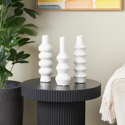 ARCILLA ELEMENTAL Ceramic Bubble Inspired Abstract Vase with Varying Shapes (Set of 3)