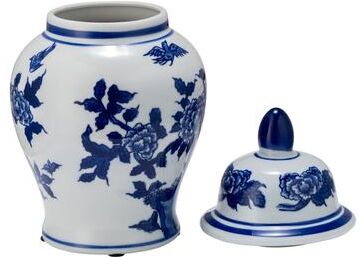 Sagebrook Home Chinoiserie Blue & White Ceramic Lidded Jar