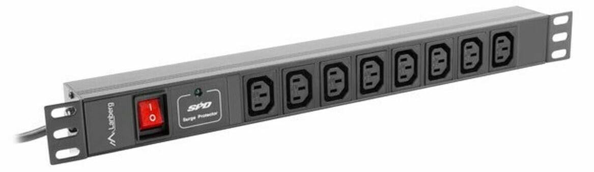 Lanberg Power Strip Pdu Rack 1U 16A met 8x IEC C13