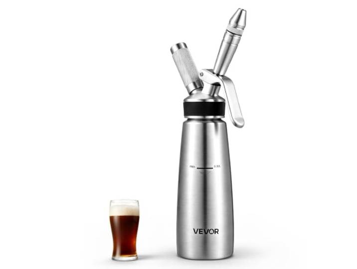 VEVOR Siphon Nitro 0\,5 L Machine à Café Nitro Portable SANS Cartouche Azote Pour Thé Jus Maison Camping\, Fraîcheur Longue Durée\, Distributeur de Café Infusé à Froid avec Buse et Valve de Décompression