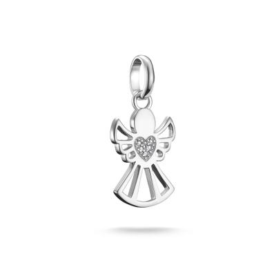 Charm-Einhänger THOMAS SABO "Charm Beschützer der Liebe - Connect", silber (silberfarben, kristallweiß, kristallweiß), Charms, Damen, Silber 925 (recycelt), mit Zirkonia (synth.)