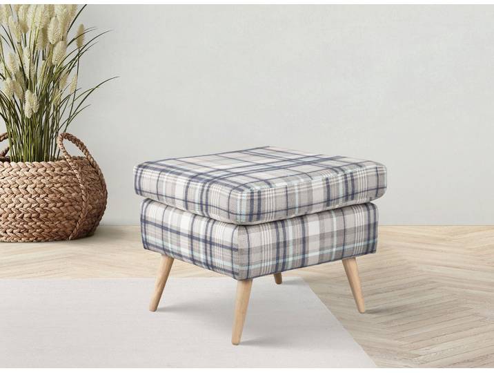 Hocker HOME AFFAIRE Charles , blau (beige, hellblau), B:58cm H:49cm T:58cm, 100% Polyester, Hocker, Hocker, passend zum Sessel Charles