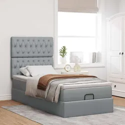 vidaXL Ottoman-Bett mit Matratze Hellgrau 100x200 cm Stoff