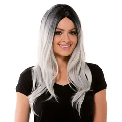 Langhaarperücke "Grey Lady", grau/schwarz