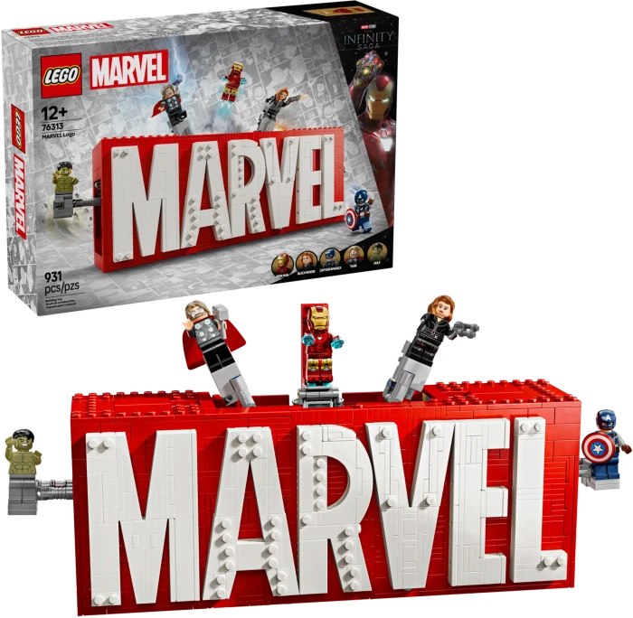 LEGO Marvel 76313 MARVEL Logo & Minifiguren