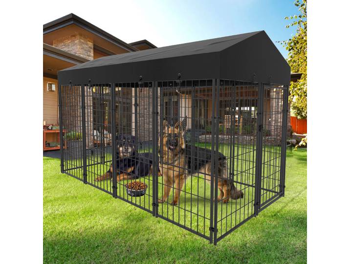 Cage pour chien surdimensionnée, parc pour animaux de compagnie avec toit, pour chenil extérieur, clôture haute