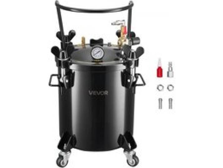 VEVOR Réservoir sous Pression Capacité 20 L et Max. 0,55 MPa, Pot de Pression en Acier, avec Raccords Rapides, pour Créations Artistiques, Décoration Domestique, Noir