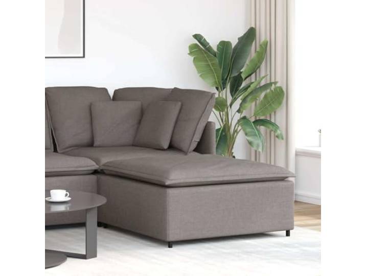 Modulares Sofa-Fußhocker-Modul Taupe 100x100x48 cm mit Metallgestell Schaumstofffüllung, Textilene-Sitzfläche, stabiles Metallgestell, kombinierbar mit anderen Modulen
