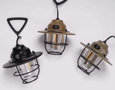 Discount Dollar Deals Outdoor Vintage Pendant Light, Portable Rechargeable Tent Lamp, Ultra Long Life Camping Ambient Light black