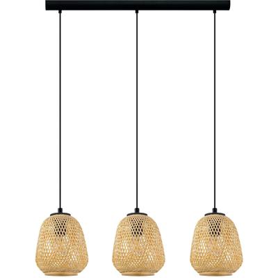 EGLO Hängeleuchte "Dembleby", beige (natur), 3, Leuchten, Hängelampe Vintage, Natur, Hygge, Holzgeflecht, E27, Ø 20 cm, Hängeleuchte