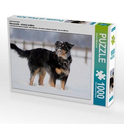 CALVENDO Puzzle Hovawart - Spass im Schnee | 1000 Teile Lege-Größe 64x48cm Foto-Puzzle für glückliche Stunden