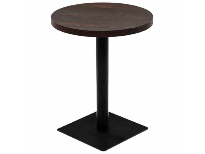 HKQWPBF Bistrotisch MDF und Stahl Rund 60×75 cm Dunkle Esche Runde Tischplatte, Stahlgestell, einfache Montage, feucht abwischbar, französischer Stil, Solitär
