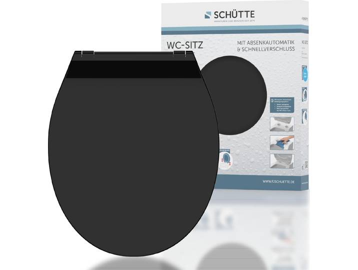Abattant de WC SCHÜTTE Duroplast SLIM avec fermeture souple noir\, couvercle de WC noir en design plat et fermeture rapide
