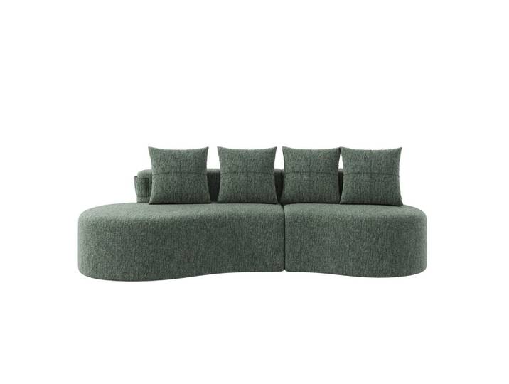 3-SITZER SOFA leinenstoff farbwahl mit getränkehalter & seitentaschen