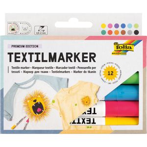 Folia Textilmarker 581 Premium Edition, sortiert, Strichbreite 0.5-2mm, waschfest bis 30 Grad 12 Stk
