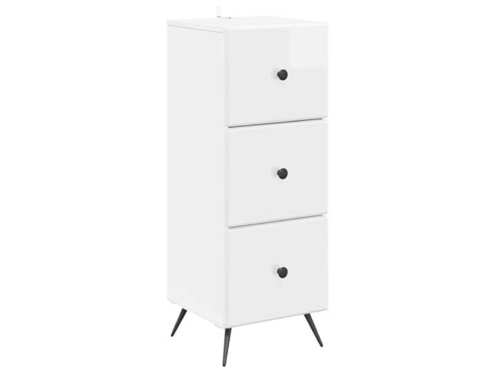 HKLGBVCR Schubladenschrank, Weiß, glänzend, 33 x 34,5 x 90 cm Verstellbare Regale, Verriegelungssystem, kompaktes Design, Verwendung im Büro, Wohnheim, Haus, einfache Wartung