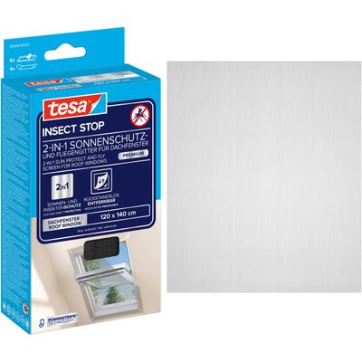 Fliegengitter-Gewebe TESA "2-in-1 Sonnenschutz- und Fliegengitter für Dachfenster Premium", schwarz (gewebe: schwarz), B:120cm H:140cm, Insektenschutzgitter, inkl. selbstklebendes Klettband