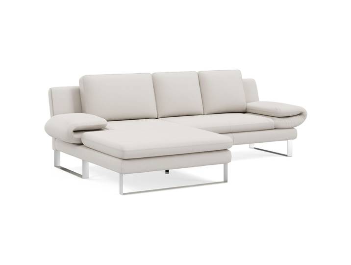 Exklusives Ecksofa Jarek Leder weiss B 321 cm T 168 cm - Möbel Konfigurator: Traummöbel individuell zusammenstellen - Ecksofa