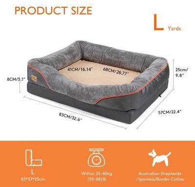 Uplift Picks Jumbo Orthopedic Memory Foam Dog Bed With Bolstered Sofa Design l