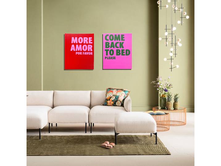 Leinwandbild Come Back To Bed Baumwollstoff Pink/Pink 40 x 50 x 2cm