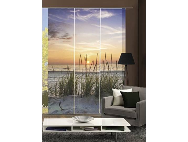 Home Fashion Digitaldruck Schiebevorhang 3er Set, Stoff, Natur, 245 x 60 x 245 cm, 3-Einheiten,(3er Pack)