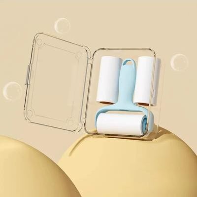 Happy Pet Pantry Portable Mini Pet Hair Remover Lint Roller High Adhesion Sticky Cleaner For Clothes, Car & Travel blue Roller