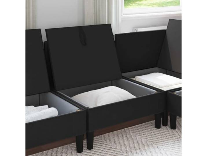 KTHLBRH Mittelgroßes Sofa mit Stauraum aus schwarzem Samt Rechteckig, mit Schublade, weich, modern, für Wohnzimmer