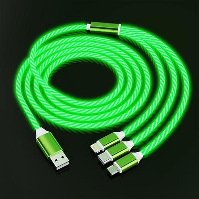 3-in-1-Ladekabel mit Beleuchtung, Mehrfach-LED-Ladekabel, beleuchtetes Ladekabel, 3A-USB-Kabel, kompatibel mit den meisten Smartphones