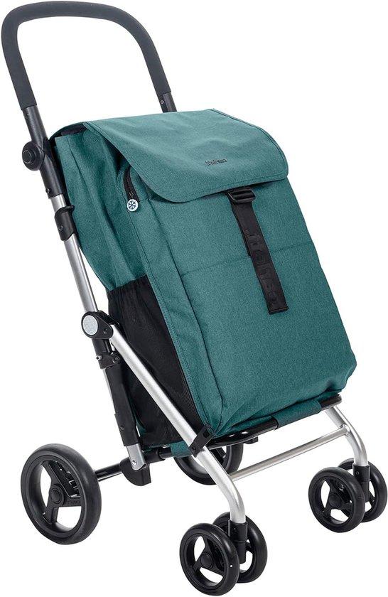 Einkaufstrolley mit 4 Rädern - Supermarkttrolley - Zum Transport von Einkäufen - Fassungsvermögen 64 Liter - Tragfähigkeit 32 kg - Grün