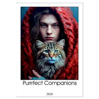 Purrrfect Companions (Wall Calendar 2026 DIN A2 portrait), CALVENDO 12 Month Wall Calendar