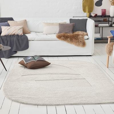 Teppich WECON HOME "Dodo", weiß (creme weiß), B:70cm H:10mm L:140cm, Schurwolle, Teppiche, Teppich, Wollteppich, asymmetrisch, hochwertig, handgetuftet, robust, modern