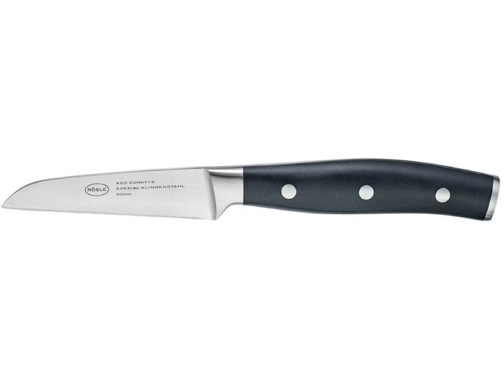 Gemüsemesser RÖSLE Tradition , silber (silberfarben, schwarz), Klingenlänge 9cm, X50 CrMoV15 Klingenstahl, Kochmesser, Gemüsemesser, Küchenmesser für Obst und Gemüse, Klingenspezialstahl