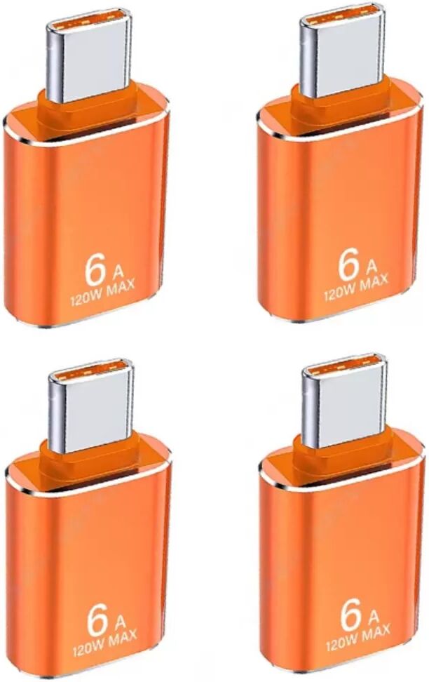 INF Type-C zu USB 3.1 OTG-Adapter 6A 4er-Pack, Aluminiumlegierung, Hochgeschwindigkeits-Datenübertragung & Schnellladen, Orange