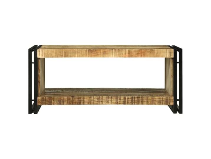KTHLBRH Couchtisch 90 x 50 x 38 cm Mangoholz massiv braun Mit Ablage, Metallgestell, einfache Montage, für Wohnzimmer