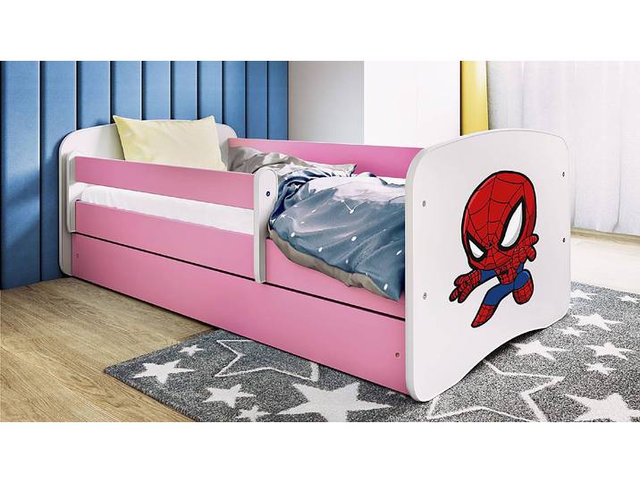 Lit simple Buyo - Little Hero 80 x 160cm Avec sommier à lattes Rose foncé/Rose