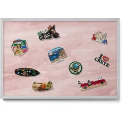 MAGNETTAFEL 60x40 cm Silberner Rahmen Pastell Felsstruktur