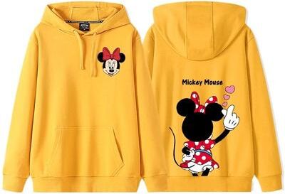 Inspired Living Donald & Daisy Cozy Couple Hoodie Disney Cartoon Fleece Sweatshirt For Women yellow a s