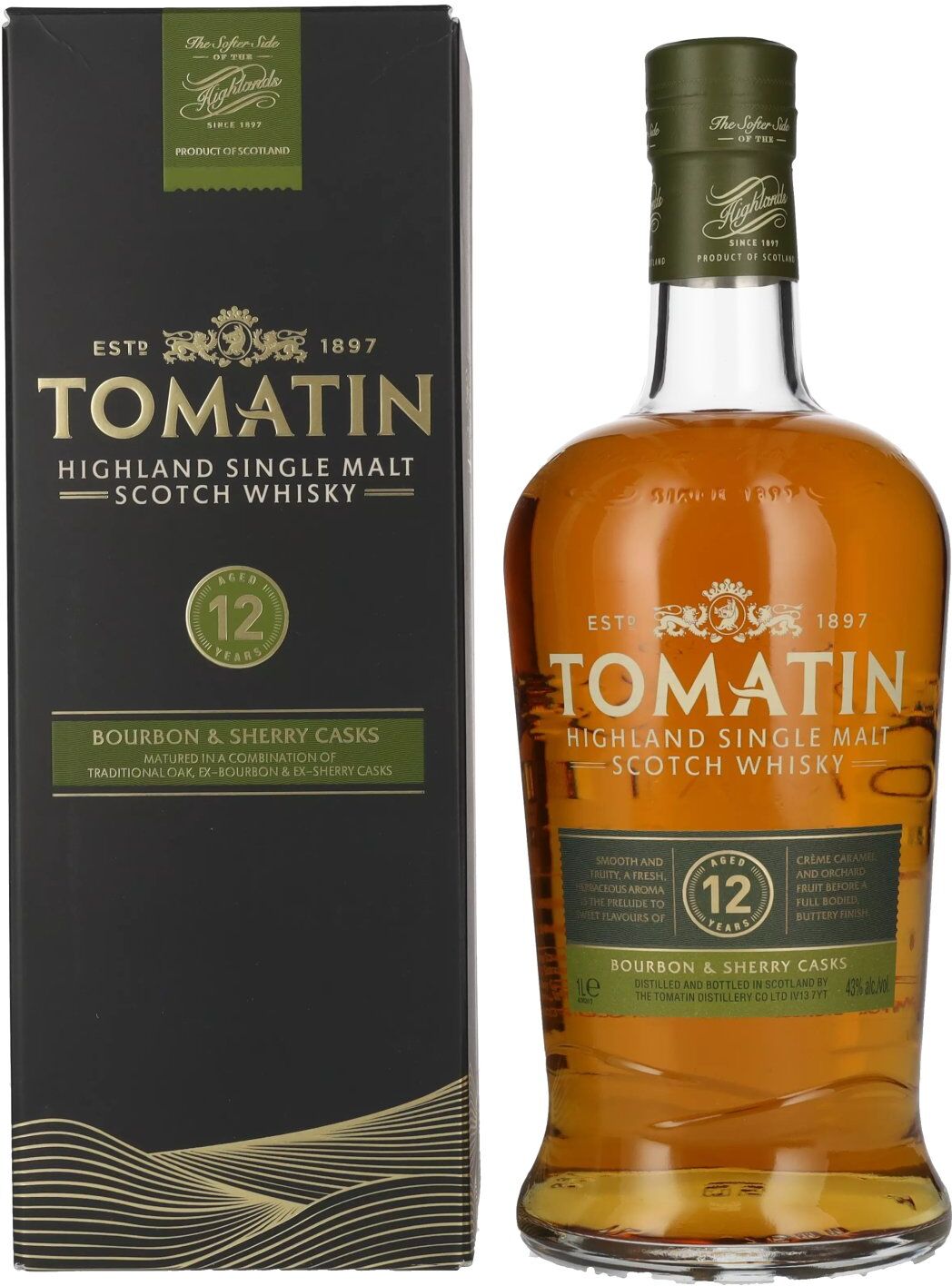 Tomatin Whisky Tomatin 12 Years Old BOURBON & SHERRY CASKS 43% Vol. 1l in Geschenkbox