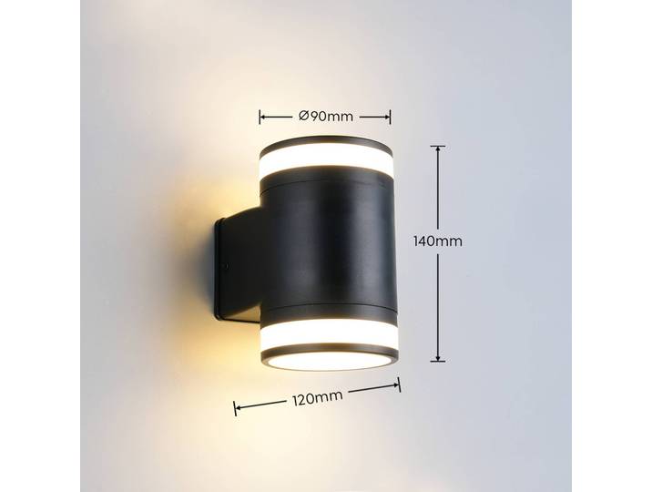 Wandlamp buiten Cusco, zwart, Kunststof, Wandlamp buiten