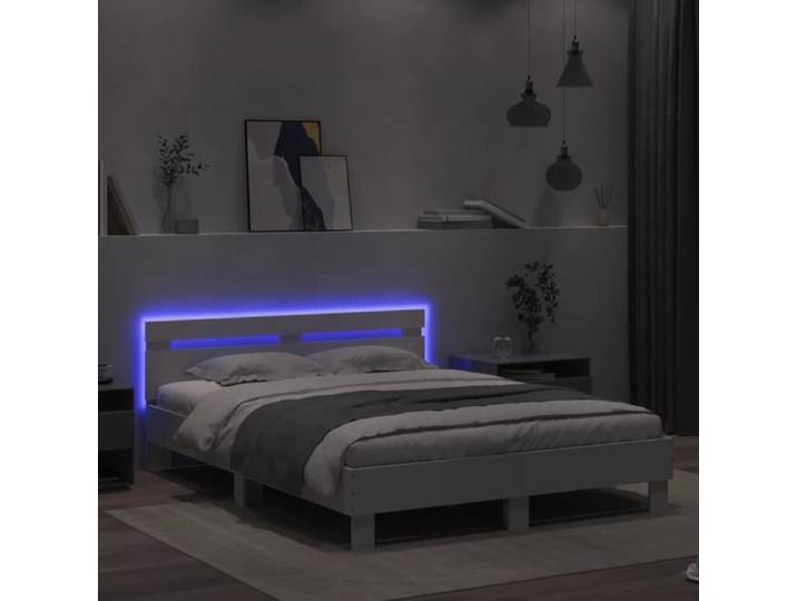 Cadre de lit - ZERODIS - AB3207560 - 140x190 cm - Bois d'ingénierie - LED RVB personnalisables