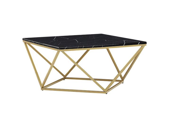 COUCHTISCH Marmor Optik schwarz/gold quadratisch 80/80 cm Malibu