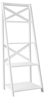 Costway 4-tier Leaning Free Standing Ladder Shelf Bookcase-White