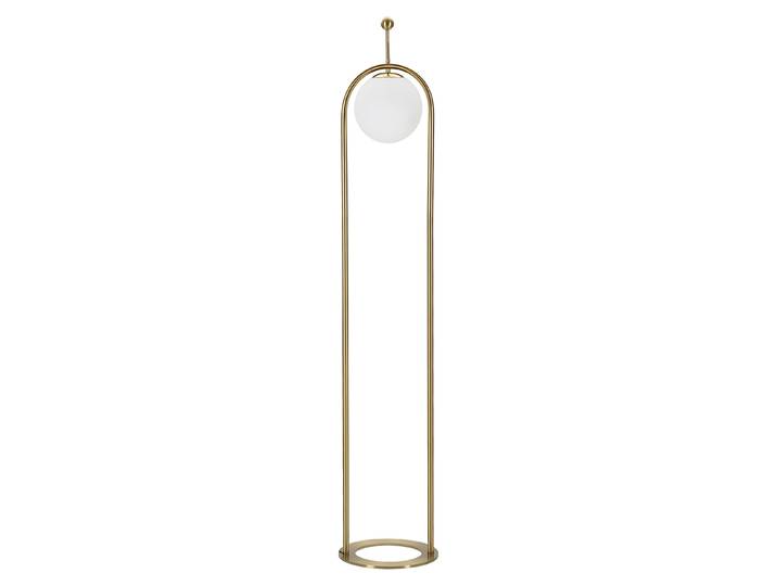 Lampadaire Glamy Arc 168 Cm - Lampe Sur Pied En Métal Doré Et Sphère En Verre Blanc - Design Minimaliste - E27 40 W