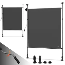 Strattore Ausziehbare Klemmmarkise / Senkrechtmarkise höhenverstellbar 120 x 310 cm - Anthrazit