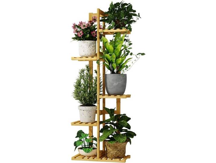 Support Pour Plantes D'Intérieur En Bambou À 5 Niveaux Petit Support De Fleurs Étages Pour Fenêtre Jardin Balcon Décoration [CA154]