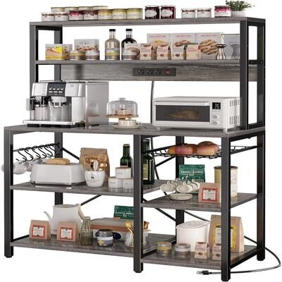 No "Bakers Rack with Power Outlet - 35.4""D x 15.6""W x 64""H"