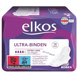 elkos Damenbinden »Ultra Extra Lang mit Flügel« 14 Stück