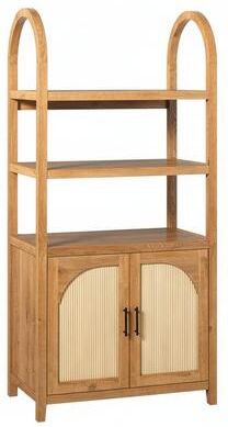 Walker Edison Modern Arched Bookshelf Cabinet with Reeded Doors